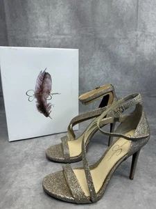 Jessica Simpson SZ 9.5 Gold Rayli High Heel Ankle Strap Sandals - Picture 1 of 6