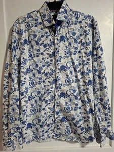 Guide London Blue Floral Shirt Long Sleeve Blue/white Size M - Picture 1 of 9