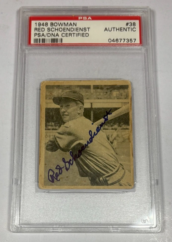 1948 Bowman RED SCHOENDIENST HOF PSA SIGNED AUTO ROOKIE Baseball Card #38 - Image 1 of 2