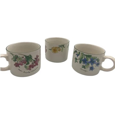 Juego de 3 tazas de té Sue Zipkin Sakura Majesticware florales de geranio 1997 usadas en excelente estado Foto 1 de 4