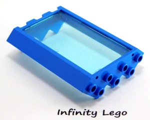 4 LEGO Blue Window Door Frame 4x4x6 Corner Trans-Light Blue Glass Police 28327 - Foto 1 di 2