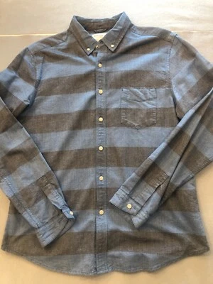 Camisa Life/After/Denim Para Hombre Grande Azul Rayas Manga Larga Abotonada Foto 1 de 4