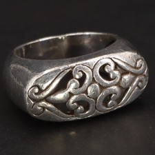 Statement Ring Size 6.5 - 11g Vtg Sterling Silver - Filigree Ornate Cutout