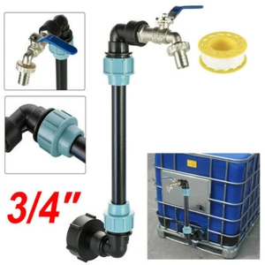 IBC Schwanenhals 3/4" Auslaufhahn Regenwassertank Regenfass Container Adapter DE - Bild 1 von 9