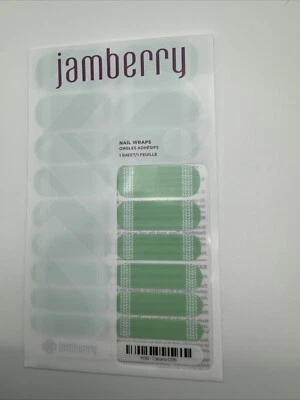Envoltórios para unhas Jamberry Cabana folha completa (pontas francesas verdes) - Imagem 1 de 2