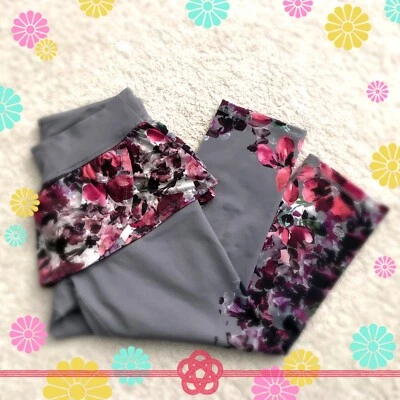 Anthropologie Pure + Good Skirted Petal Crops Leggings Grey Magenta Size S — 第 1/4 张图片