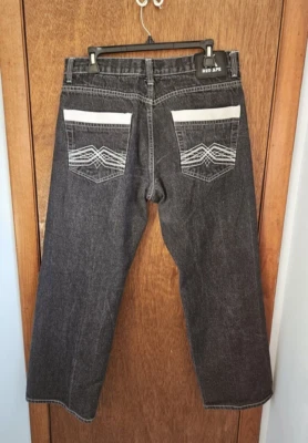 Red Ape Men's Size 36 x 29 Black Jeans w/Fancy White Embroidered Stitched Pocket - Image 1 of 4