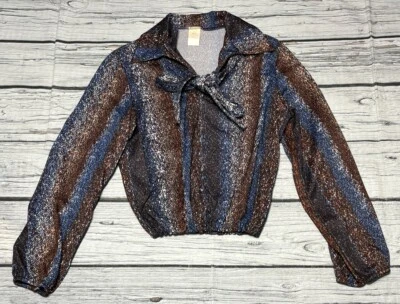 Vintage Sears Womens Crop Top Blouse Sz 12 1970s Mod Fashion Short Small See Des - Image 1 of 4