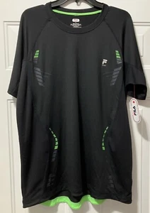 Men’s FILA Sport Short Sleeve Black & Green T-Shirt Athletic Size XL NWT $30 - Picture 1 of 7