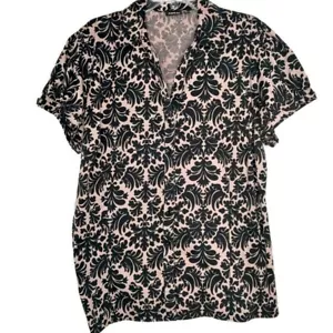 APT.9 blusa donna taglia 2X bottoni davanti manica corta scollo a V marrone nero - Foto 1 di 11