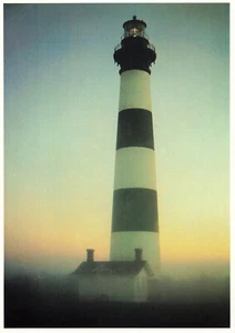 Bodie Island Leuchtturm im Morgennebel äußere Banken NC Vintage Postkarte  - Bild 1 von 2