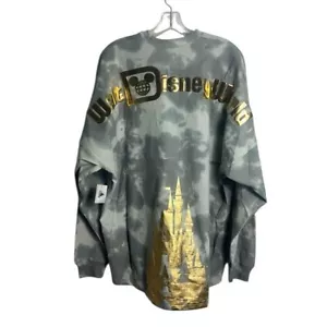 NWT Walt Disney World Gray Tie Dye Gold Cinderella Castle Spirit Jersey Large - Picture 1 of 10