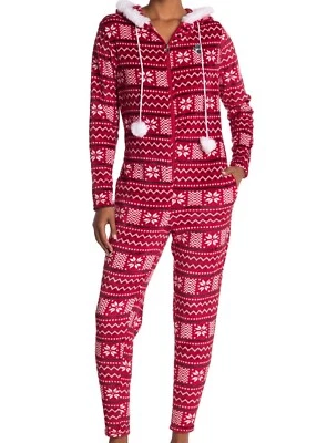 Pijama Bearpaw de una pieza para dormir ribete de piel sintética rojo jingle todo el camino talla XL nuevo Foto 1 de 4