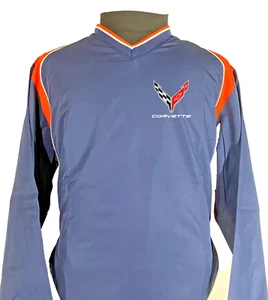Corvette C8 V-Neck Long Sleeve Pullover Windbreaker Size LG - Picture 1 of 1