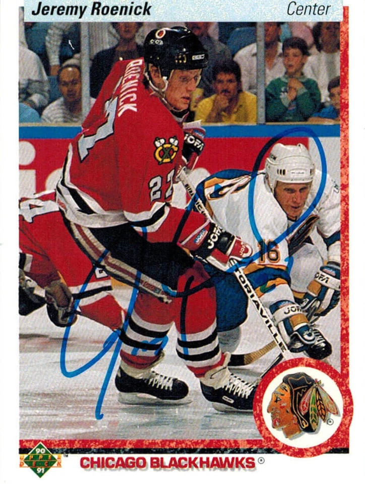 Tarjeta de radiocontrol autografiada por Jeremy Roenick Blackhawks 1990 Upper Deck Rookie #63 - SS Foto 1 de 1