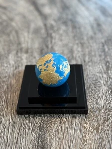 2023 Barbados Blue Marble Glow in the Dark 3oz Silver Shaped Gilded Gold Coin! - Picture 1 of 5
