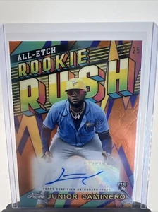 2024 Topps Chrome Junior Caminero All-Etch Rookie Rush Auto Orange Refractor /25 - Picture 1 of 2