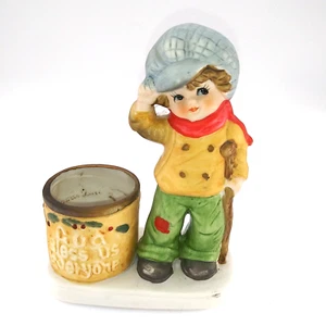 Candelabro Jasco 1978 Tiny Tim Tea Light "Dios nos bendiga a todos" pintado a mano - Imagen 1 de 11