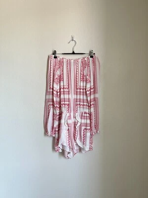 Lovers + Friends Paisley Carmella Off-the-Shoulder Romper in White/Red Size XS - Image 1 of 4