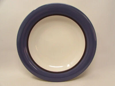 Mystic by Pfaltzgraff Individual Pasta Bowl Blue Rim Charcoal Inner Band L132 - Image 1 of 3