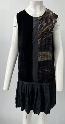 Vestido recto Etro STAINED multicolor estampado terciopelo dobladillo plisado sin mangas talla 42 Foto 1 de 4