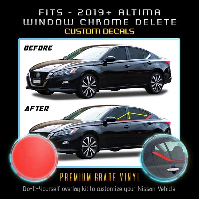Kit de eliminación de cromo precortado superposición de ventana para Nissan Altima 2019-2020 - mate plano Foto 1 de 4
