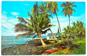 Cartolina Kona Coastline Chiesa di San Pietro Vintage Cromata Barca Hawaii Palma - Foto 1 di 2