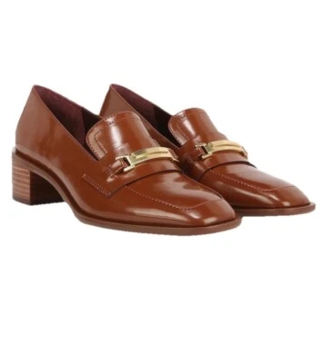 Franco Sarto Dalia Brown Leather Loafers 5M Slip-On Low Block Heel 1.5 Old Money - Image 1 of 4