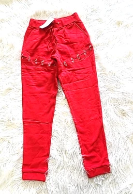NWT Tobi - Red Eyelet / Rings Metal Pull On Sweatpants Womens Small S Foto 1 de 4