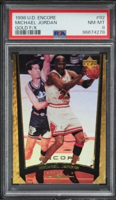 1998 UPPER DECK ENCORE GOLD F/X PARALLEL #92 MICHAEL JORDAN SP #/125 PSA 8 NM-MT - Image 1 of 2