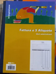 Blocco Fatture 3 aliquote 50fg x 2 autocopiante - formato A4 - cm 21,5x30 - Imagen 1 de 2