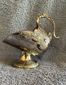 VTG Silver-Plate Scuttle Sugar Bowl Footed Caddy Handled No Scoop - Picture 1 of 1