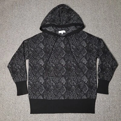 John + Jenn Sweater Womens Medium Hooded Black Ribbed Hem Kangaroo Pocket - Image 1 of 4