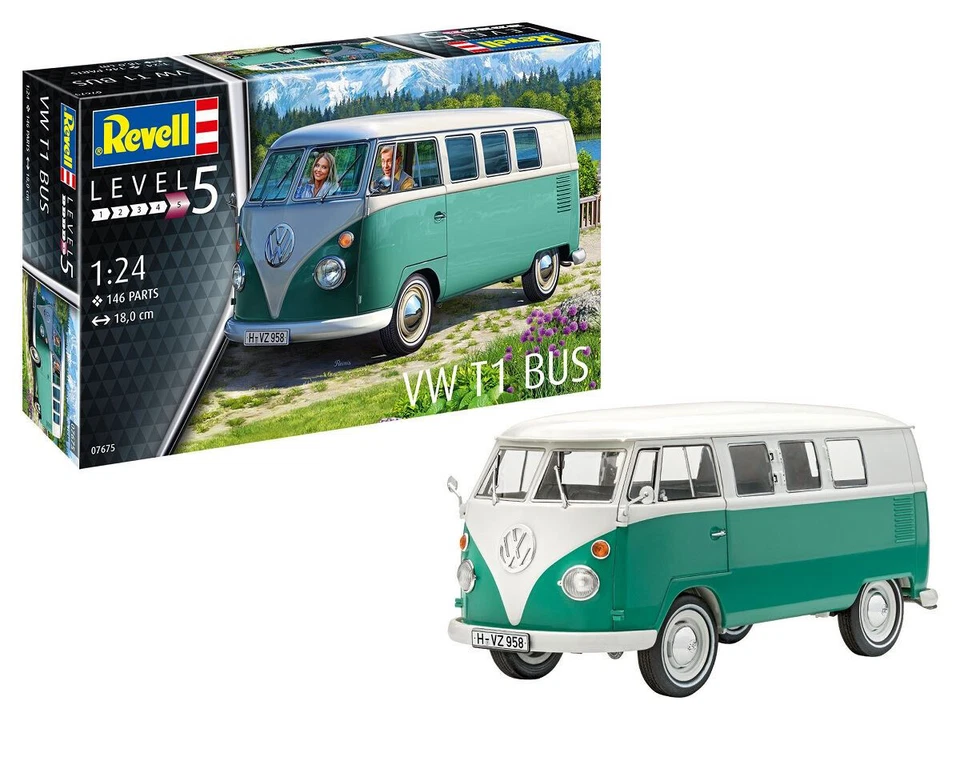 REVELL Modellino VOLKSWAGEN T1 Bus da assemblare con verniciatura 1/24 RE...