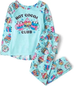 NWT The Children's Place Girls Long Sleeve Hot Cocoa Pajamas 4 piece set 7/8 - Picture 1 of 2