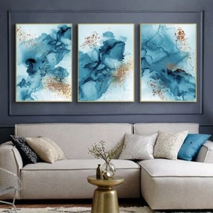Set of 3 Marble Abstract Canvas Print Decoration UNFRAMED - Picture 1 of 7