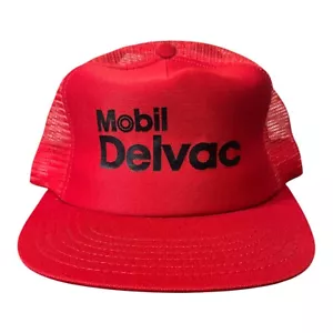 Vintage Mobil Delvac Trucker SnapBack Mesh Hat Made In USA  - Picture 1 of 6