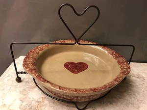 Tortenform Halter Schwarz Metalldraht Herzförmiger Griff 8" Steinzeug Kuchen Tiefe Schale - Bild 1 von 6