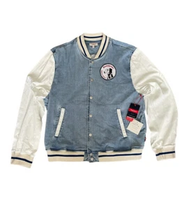 Budweiser Oliver Logan Varsity Jacket Denim Blue Button Jacket Mens Size 2XL NWT - Picture 1 of 7