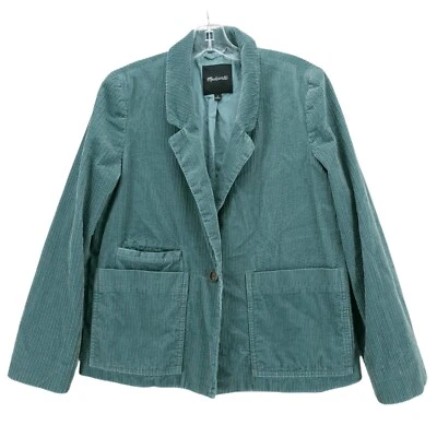 MADEWELL Corduroy Crop Dorset Blazer Jacket Teal Blue Size MEDIUM - Image 1 of 4