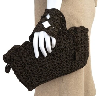 1930s Vintage Crochet Satin Ribbon Hand Bag Clutch An M.E. Product - Image 1 of 4