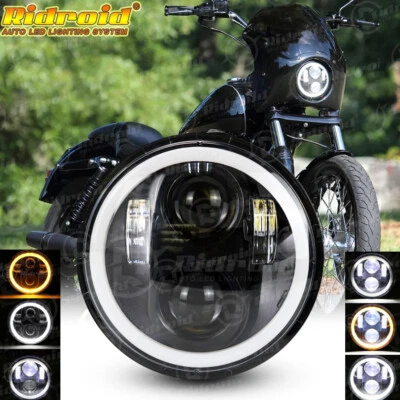 Universal Motorcycle 5 3/4 inch 5.75" LED Hi/Lo Headlight For Cafe Racer Bobber Foto 1 de 4