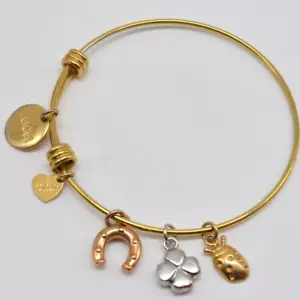 Bronzo Italia Expandable Bracelet Lucky Charms Gold Tone Bronze Milor Italy B117 - Picture 1 of 4