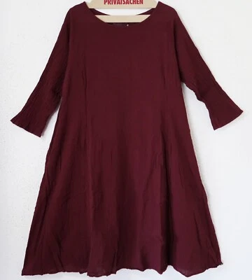 PRIVATSACHEN Crinkel Tunika-Kleid IDENTÄTER 48-50-52 (3)  Ecokattun aubergine - Bild 1 von 3