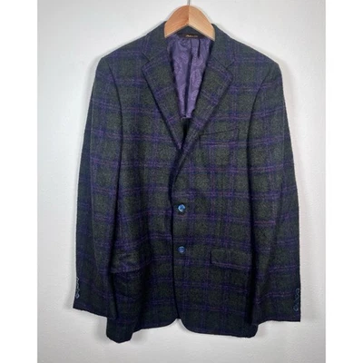 Blazer a Cuadros Robert Talbott Loro Piana Para Hombre Talla 40L Lana Alpaca Foto 1 de 4