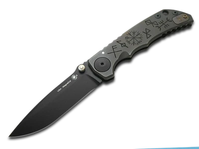 Cuchillo Spartan Blades Harsey Folder SF5 Bronce Runas Bastones Titanio MagnaCut Foto 1 de 2