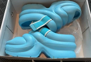 Nature Breeze Women’s Platform Sandal Chunky Ribbed Straps Light Blue Size 8.5 - Picture 1 of 8