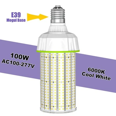 E39 Mogul Base 100W 120V LED Corn Light Bulb Warehouse Street Area Lights 6000K - Image 1 of 4