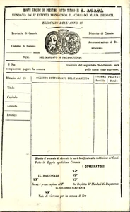 LEIHBERG VON SANT’AGATA IN CATANIA - ALTE LEIHQUITTUNG AUF PFAND - Bild 1 von 6