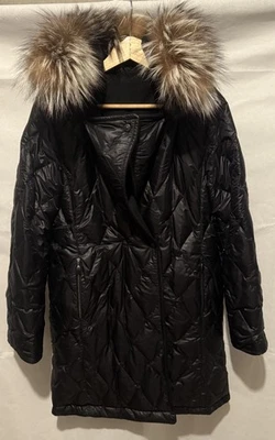 Max Mara Reversible Rainwear Black Alpaca Blend Down Coat Jacket Women’s Size 8 - Image 1 of 4